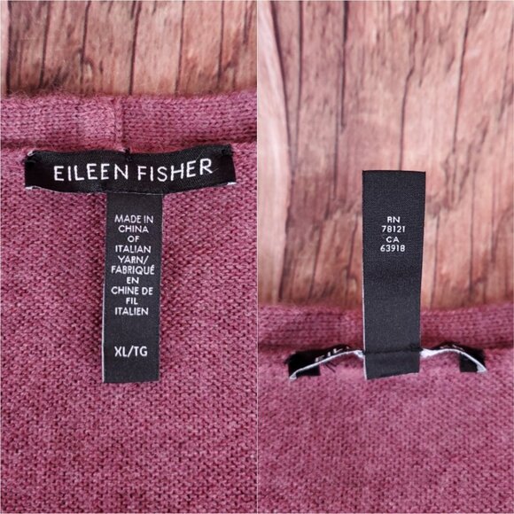 Eileen Fisher Womens XL Extra Fine Merino Wool V-Neck Box Top Sweater Purple - Picture 8 of 12